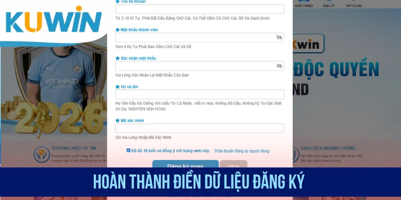Hoàn thành điền dữ liệu đăng ký